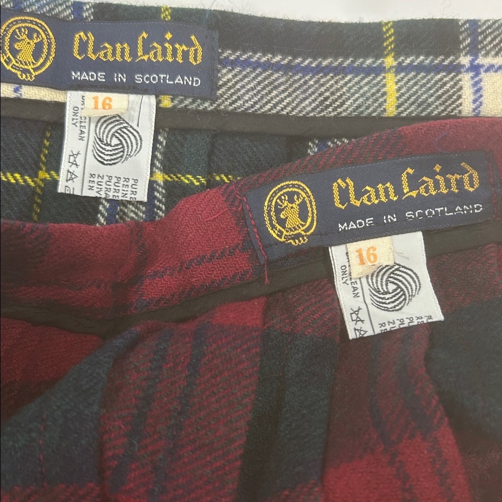 Clan laird skirt kilt womens size 8/10 vintage set 2 red green blue ivory multi - Picture 3 of 15